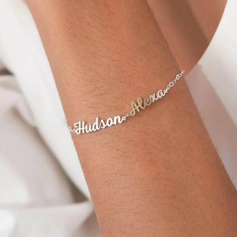 Custom Name Bracelet for Family Stainless Steel Customize Jewelry Gold Bracelets for Couples Birthday Party Gifts