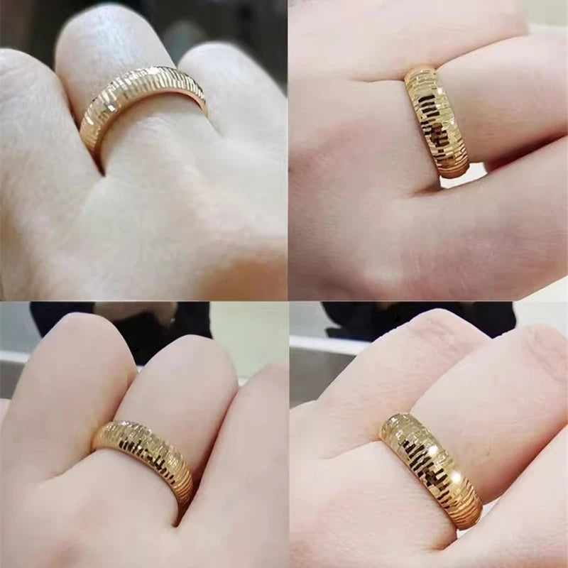 18K Rose Gold Carving Wide Version Ring K Gold Genuine Women's Plain Gold Gift AU750