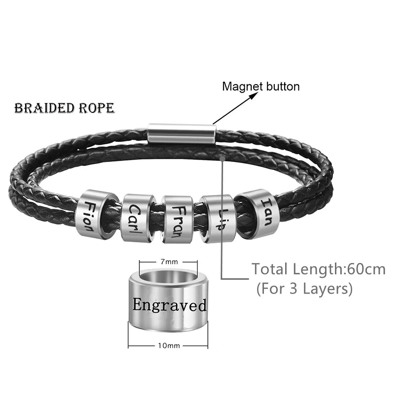 Personalized Stainless Steel Name Bracelet Laser Engrave Custom Men's Bracelet Gift for Boyfriend Husband Party Accessories 2024