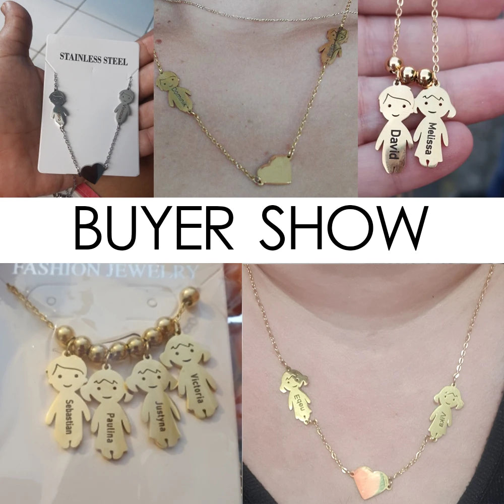 Collier personnalisé avec hameçon, nom personnalisé, garçon, fille, enfant, chaîne, cœur, cadeau familial pour femme et homme, bijoux en acier inoxydable