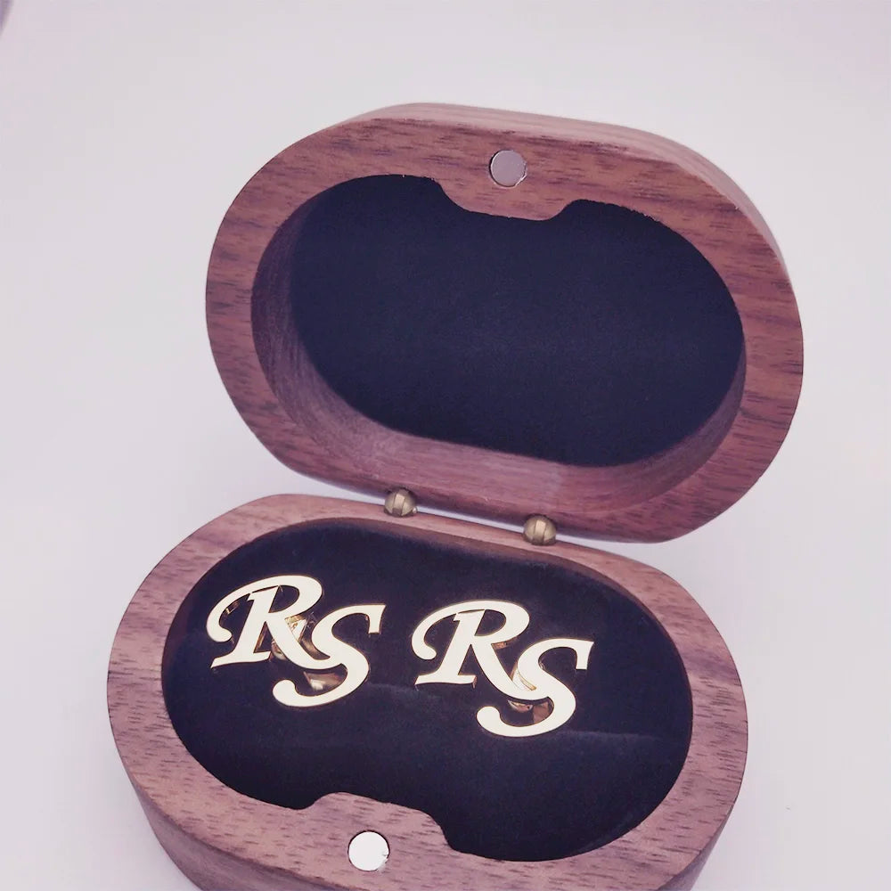 Tangula Custom Cufflinks For Groom Men's Stainless Steel Initials Cufflinks Wish Oak Gift Box Wedding Bridegroom Jewelry Gift