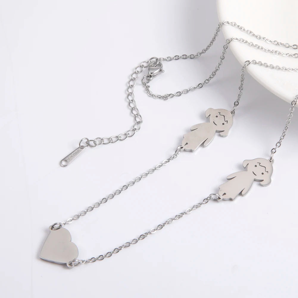 Collier personnalisé avec hameçon, nom personnalisé, garçon, fille, enfant, chaîne, cœur, cadeau familial pour femme et homme, bijoux en acier inoxydable