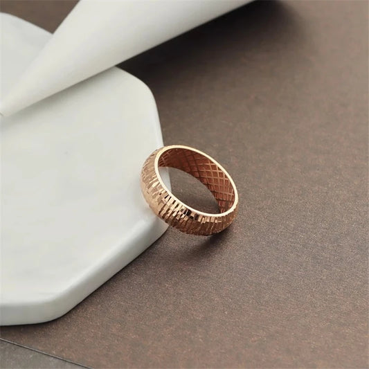 18K Rose Gold Carving Wide Version Ring K Gold Genuine Women's Plain Gold Gift AU750
