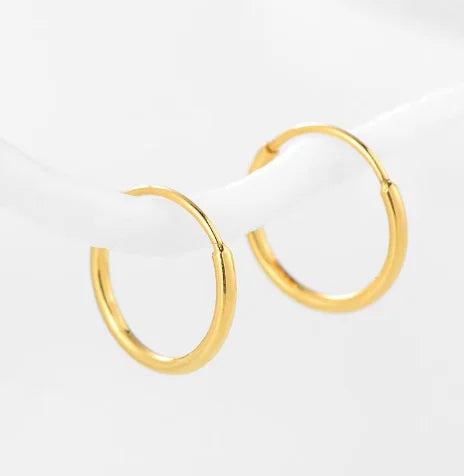 24k pure gold earrings for women 999 real gold hoop earring round circle earrings 10mm 12mm