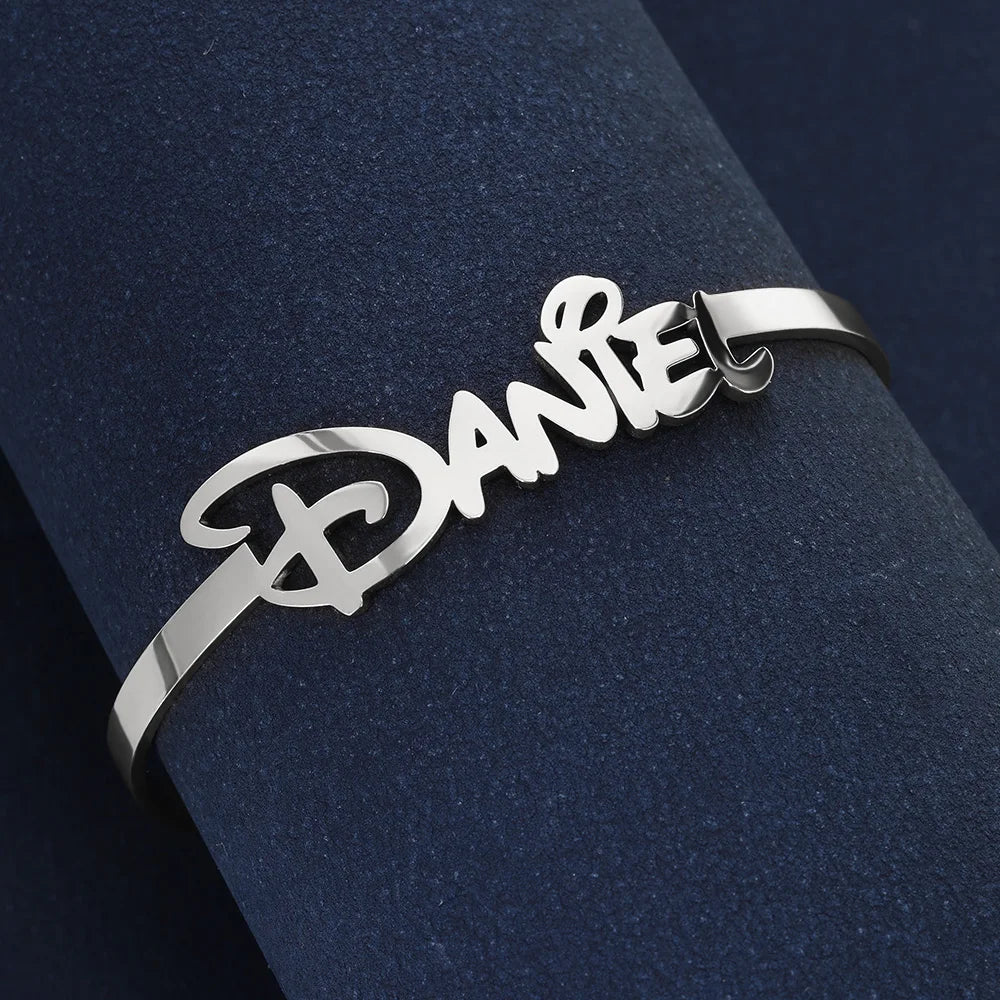 Personalized Custom Name Bracelet Bangle For Women Jewelry Stainless Steel Open Bangle Letter Accessories Best Friend Gifts