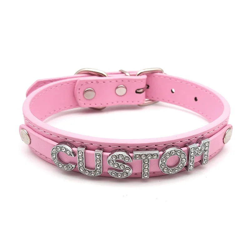 Sexy PU Leather Custom Name Letters Choker Collar Necklaces Men Women Personalized Cosplay Customized Chocker Jewelry