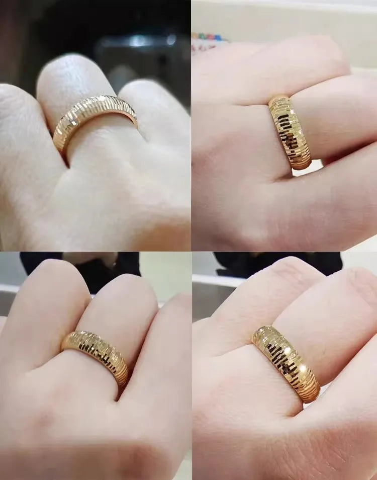 18K Rose Gold Carving Wide Version Ring K Gold Genuine Women's Plain Gold Gift AU750
