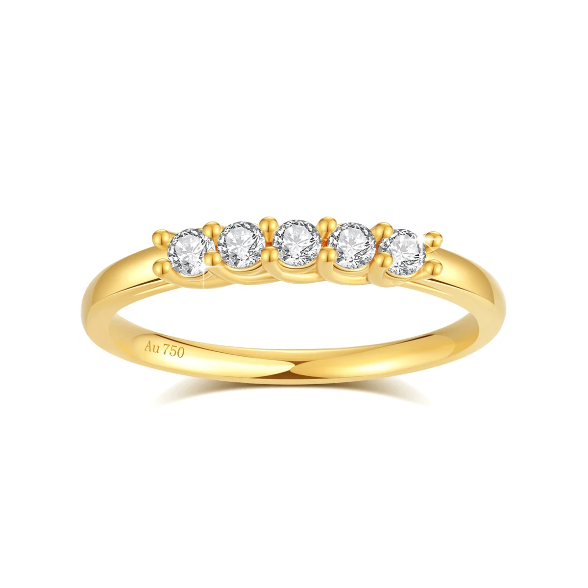 Moissanite Row Ring 18K Gold Au750 Diamond Ring for Women Wedding Anniversary Engagement Gift High Jewelry with Certificate