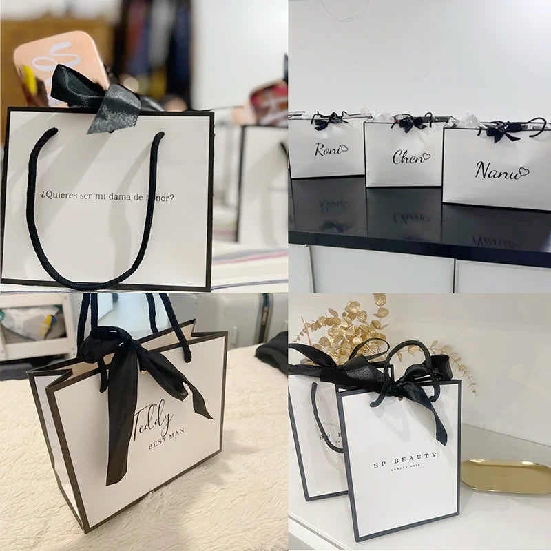 Personalized Bridesmaid gifts paper Bags Maid of Honor Custom Name Handbag Bridal Bachelorette Party Gifts Bride Wedding package