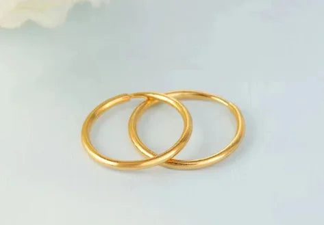 24k pure gold earrings for women 999 real gold hoop earring round circle earrings 10mm 12mm
