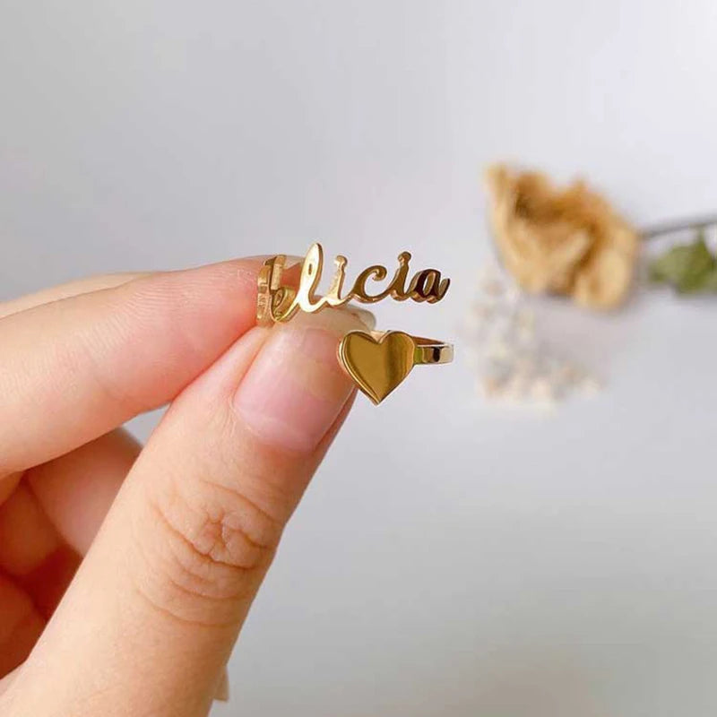 Bague réglable personnalisée pour femme avec 1 à 3 noms, anneau ouvert personnalisé en acier inoxydable, bijoux, cadeau pour le jour du souvenir