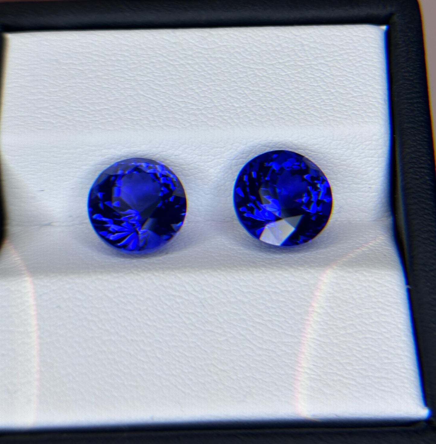 Natural Vivid Blue Tanzanite Pair Round Shape Brilliant Cut 11.97ct. Natural Loose Gemstone