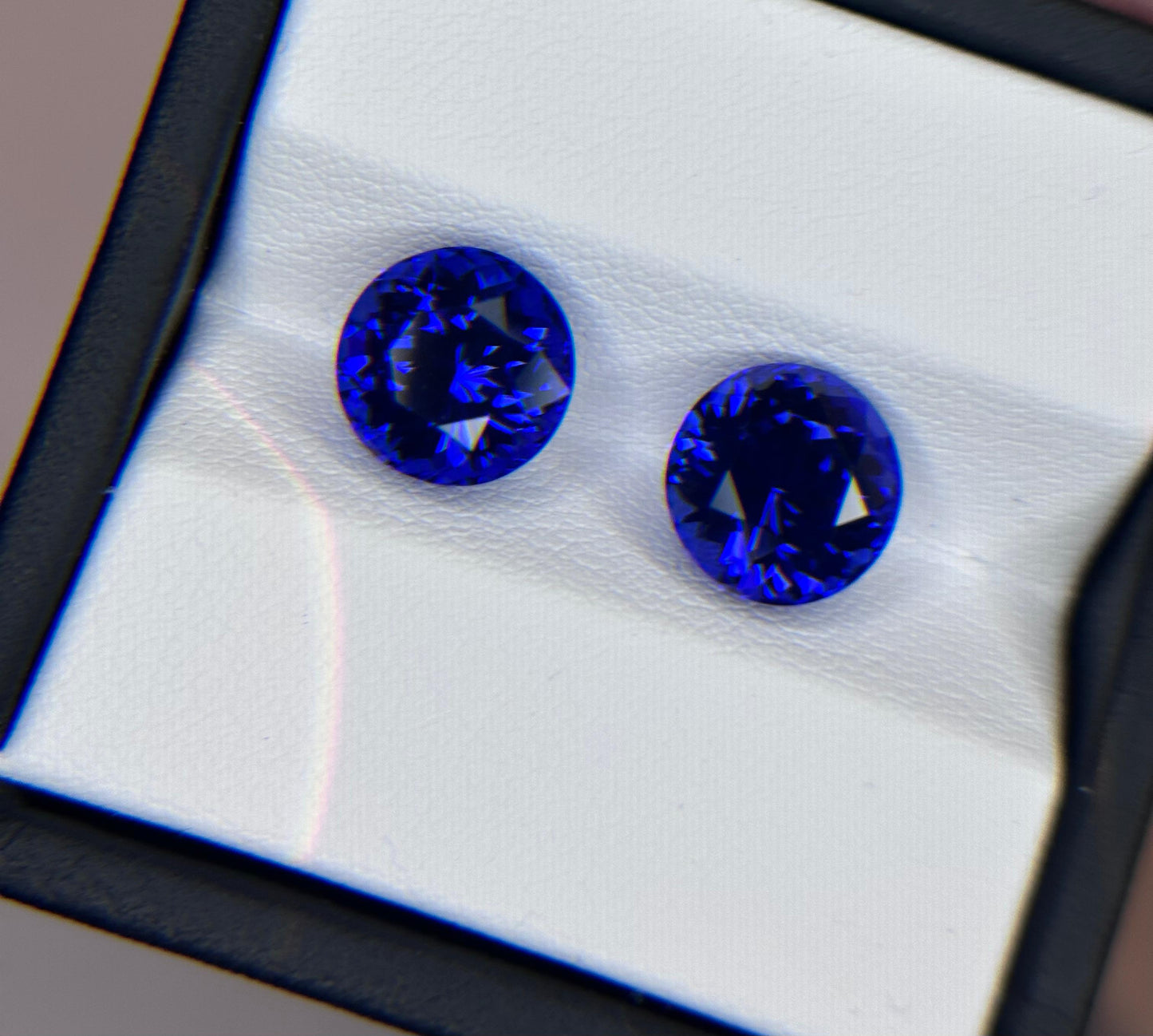 Natural Vivid Blue Tanzanite Pair Round Shape Brilliant Cut 11.97ct. Natural Loose Gemstone
